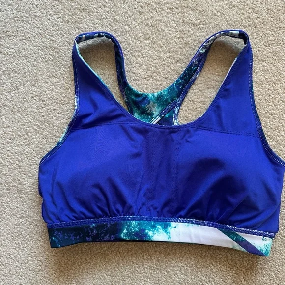 Tek Gear Blue and Green Racerback Sports Bra High Impact/Gently Used! - Picture 3 of 5
